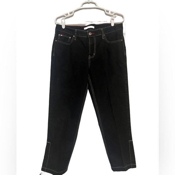 Vintage Tommy Hilfiger Capri Denim Womens Size 8 Side Slit Leg Black  Y2K NWOT - Picture 1 of 10